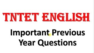 TN TET - English-Previous year Important Questions