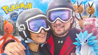 Pokemon GO - LEARNING TO SNOWBOARD w/ Ali + Clare! (+ SECRET PACKAGE)