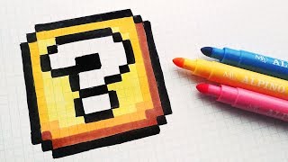 Handmade Pixel Art - How To Draw a Super Mario Block #pixelart