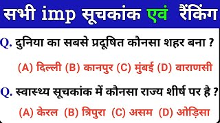 India Ranking in various index 2019 Update and Latest Current Affairs 2020 प्रमुख सूचकांक और रैंकिंग