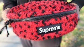 Supreme Red Leopard Fleece Waist Bag • Trying On & Packing