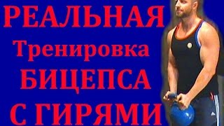 РЕАЛЬНАЯ тренировка БИЦЕПСА с гирями! Программа тренировок на МАССУ бицепса с гирями