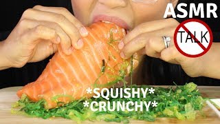 ASMR WHOLE SALMON SASHIMI and SEAWEED SALAD Savage Eating Sounds (NO TALKING)