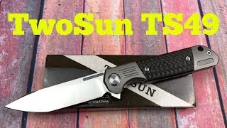 TwoSun TS49 titanium frame lock flipper knife Night Morning Design
