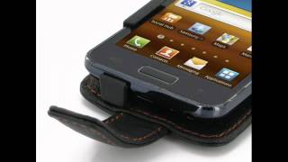 PDair Leather Case for Samsung Galaxy S Advance GT-i9070 - Flip Type (Black/Orange Stitchings)