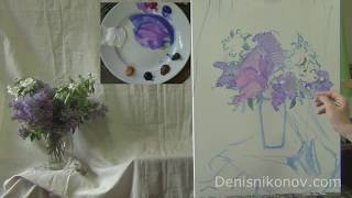 Как нарисовать сирень акрилом