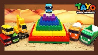 Learn Colors with Rainbow Pyramid l Heavy Vehicles Lego Play l Tayo the Little Bus