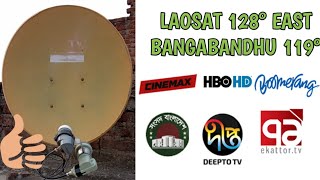 Laosat 128e & Bangabandhu1 119e In 2 Feet Dish | Dish setup with channel list
