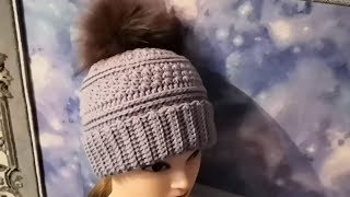 Шапка крючком, рисунок ,,Звездочки,, Шапочка с отворотом для начинающих. Crochet hat.