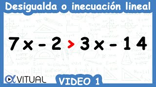 Desigualdades o inecuaciones lineales ejemplo 1 | Álgebra - Vitual