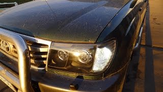 Toyota Land Cruiser 100 тюнинг фар Установка би светодиодных модулей, установка HPL Crossfire.