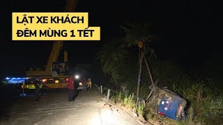 Lật xe khách trên quốc lộ ngay đêm mùng 1 Tết, 33 người bị thương