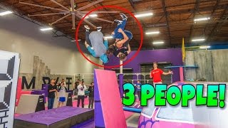 TANDEM SUPER TRAMPOLINE PARK TRICKS!!!!