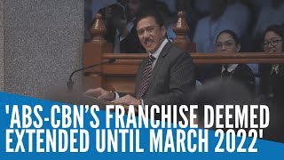ABS-CBN’s franchise deemed extended until March 2022, says Sotto