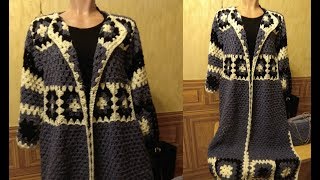 Вяжем крючком длинный кардиган
