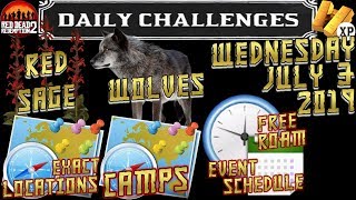 Red Dead Daily Challenges Locations Red Sage Wolves Defend Campsite Free Roam Event Schedule RDR2