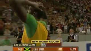 Usain Bolt 200m 19.19 New World Record IAAF Champions 2009 Berlin
