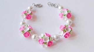 Браслет с цветами из ПОЛИМЕРНОЙ ГЛИНЫ - мастер класс  FLOWER BRACELET Tutoria