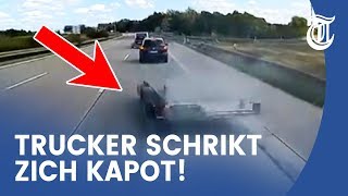 Horrorcrash door losse aanhanger gefilmd