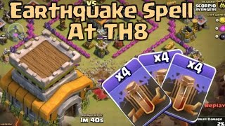 Clash Of Clans || How To Use "EARTHQUAKE SPELL" at TH8 ? || 3 Star Attack Strategy || Clan Wars