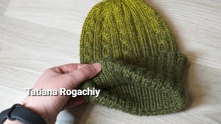 ФИКСИРОВАННЫЙ ОТВОРОТ для шапки Резинка 2*2 Вязание спицами