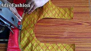 Beautiful patchwork blouse neck design|blousedesign|cutting and stitching back neck#2020