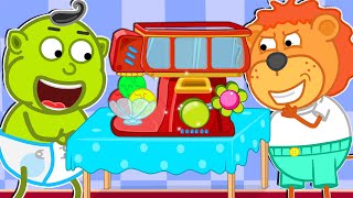Lion Family Arcade Game ? Ice Cream Shop Pretend Play | Cartoon for Kids