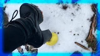 Apples crushed with high heels boots