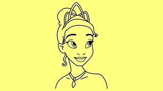 How to draw Disney Princess Tiana, Как нарисовать принцесcу Диснея Тиану