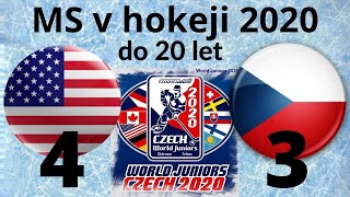 MS v hokeji 2020 do 20 let I USA - Česko 4:3 PP I sestřih