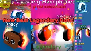I Got The Best New Legendary Hats! Flaming Headhphones & Sparky Domino - Bubble Gum Simulator
