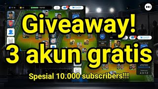 Giveaway 3 akun pes gratis spesial 10.000 SUBSCRIBRS!!! || #giveaway