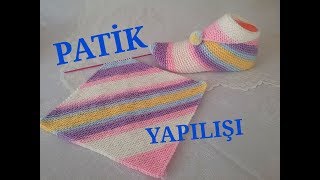 kolay bayan patik modeli/süper kolay patik yapılışı/iki şiş ile örülen patik modeli yapılışı