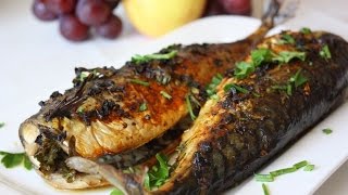 Скумбрия замаринованная и запеченная в духовке с овощами. Очень вкусно!!Видео-рецепт.