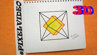 [ Pixel Art ] 3D Фигура в Фигуре Объемный рисунок  по клеточкам #pixelvideo