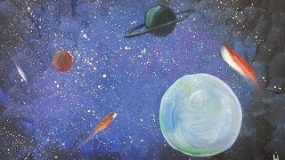 Как нарисовать космос гуашью [Картина за 3 минуты!]