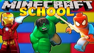 Minecraft School : SUPERHERO LEGO BUILDING CHALLENGE!