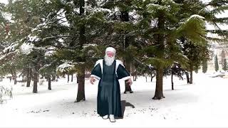 Футаж. Дед мороз идет по лесу