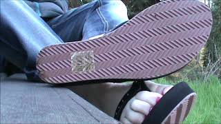Giantess black platform flip flops Golddigga POV