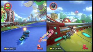 Wii U Metal Mario vs Light Blue Shy Guy - MarioKart 8 Baby Park - Father vs Son
