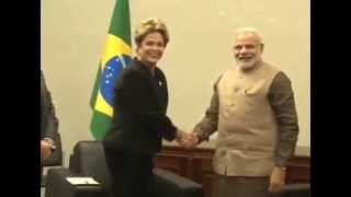 PM Modi meets the President of Brazil Dilma Rousseff in Ufa, Russia
