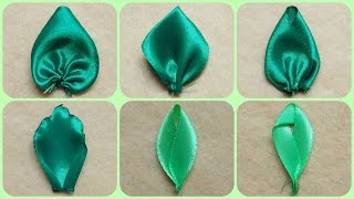 How to make kanzashi leaves (petals) I 6 Different leaves, Diy kanzashi,Tutorial
