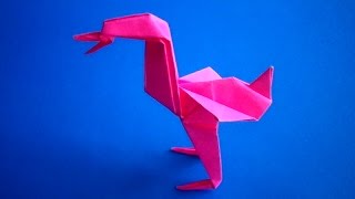 оригами птица фламинго, как сделать из бумаги птицу // origami bird flamingo