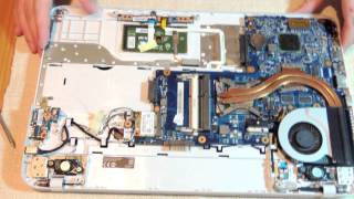 Как разобрать и почистить ноутбук Toshiba Satellite C850 (disassemble Toshiba Satellite C850)