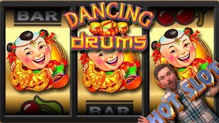 BIG WINS! Bang My Drum! Dancing Drums Slot Machine Bonuses and LIVE PLAY!