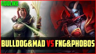 Bulldog QOP 7ckngMad Windranger Godlike vs FNG & DKPhobos | ranked DOTA 2 gameplay