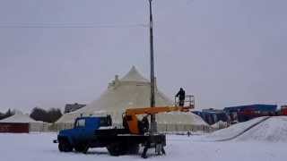 Установка светодиодного светильника на мачту освещения