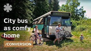 Old Denver city bus transformed as young family's comfy home