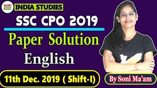CPO 2019 || 11th Dec 2019 1st shift || English Paper Detailed Solution & Answer key By Soni ma'am
