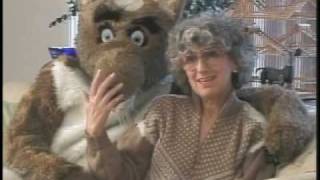 Mom laughs at furry son